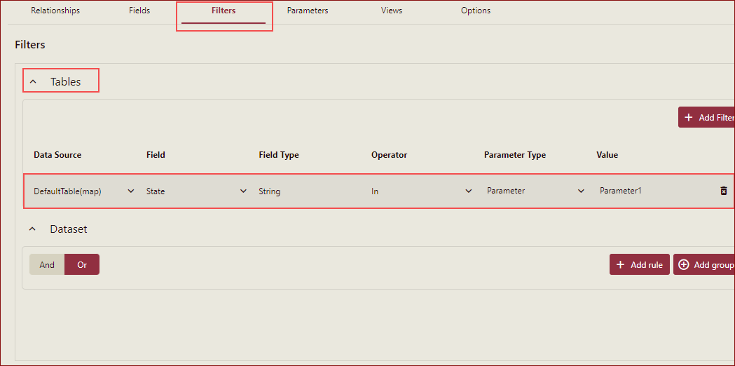 add filters to table