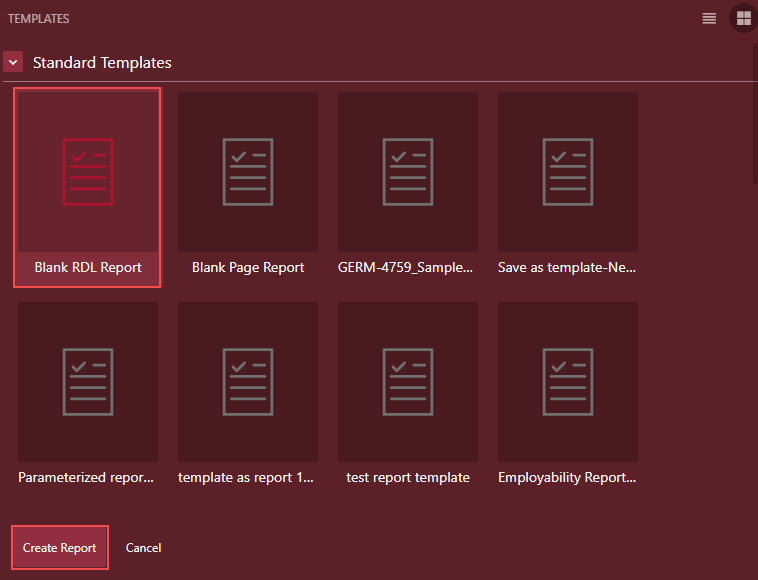 blank rdl report option