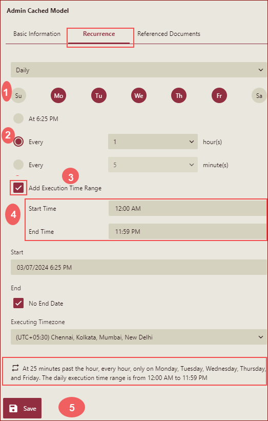 cache model execution timr range