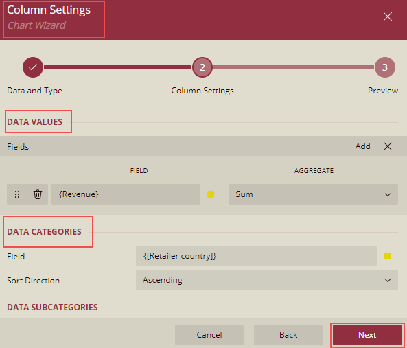 column settings