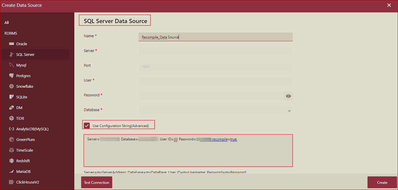 creating recompile datasource