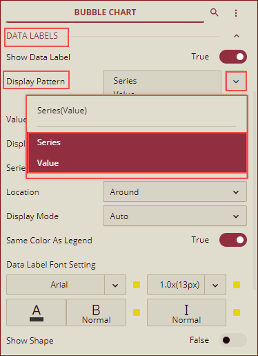 display pattern dropdown list options