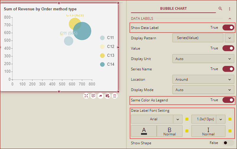 new data lables bubble chart