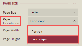 page orientation landscape