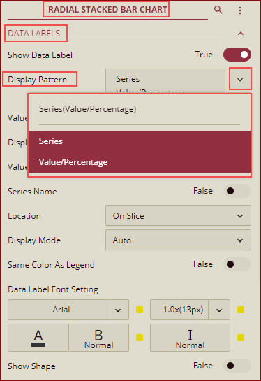 radial stacked bar chart option for dsiplay pattern