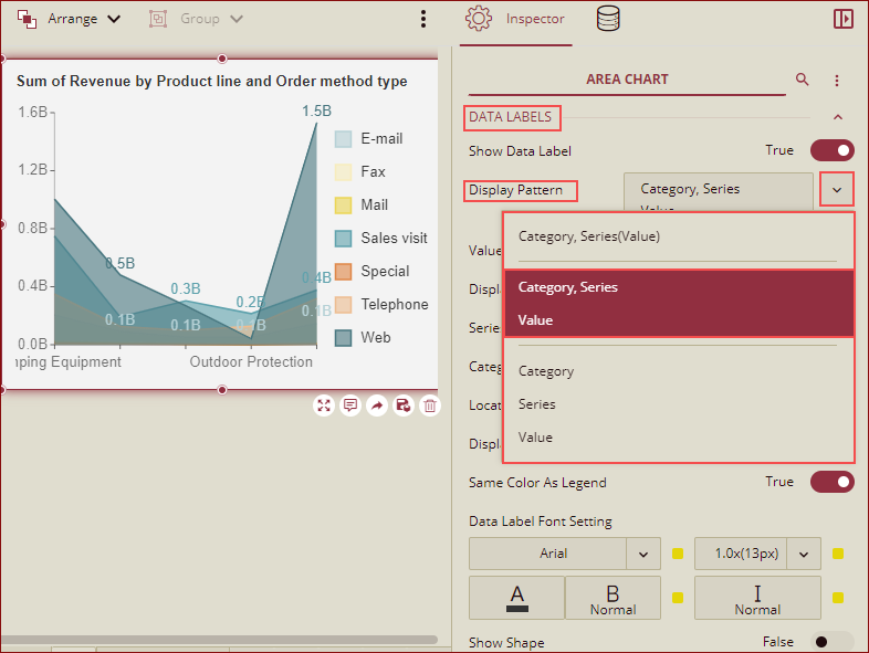 slect display pattern_ARea Chart