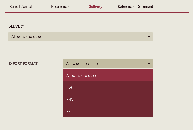 Dashboard Export Format
