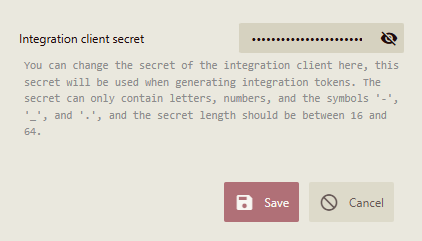 Integration client secret