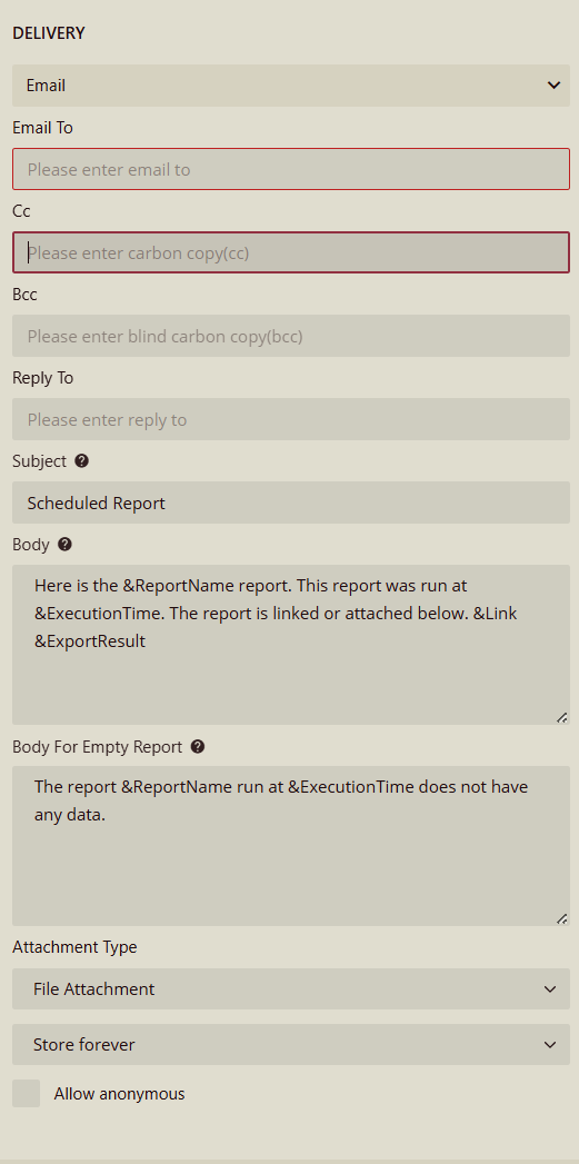 Scheduled report e-mail