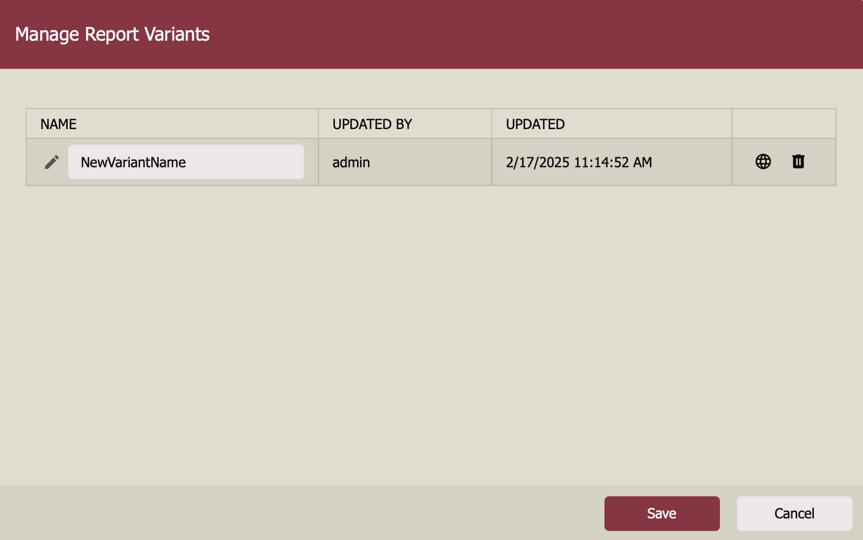 Rename Report Variant 2