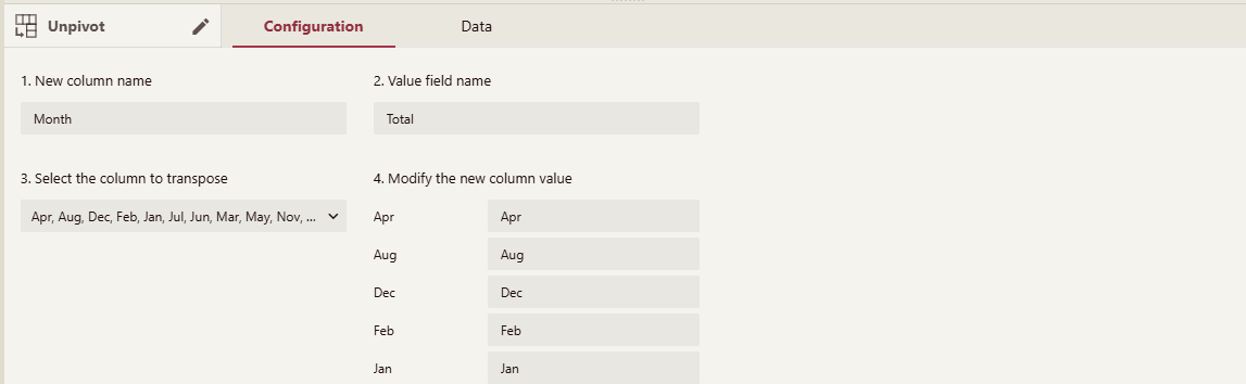 Unpivot Configuration