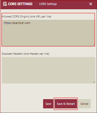CORS-Setting-Click-Save-And-Restart