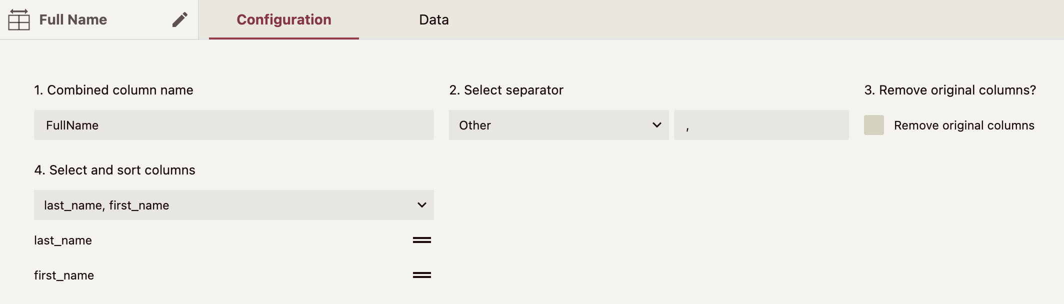 Join two columns to create a new one