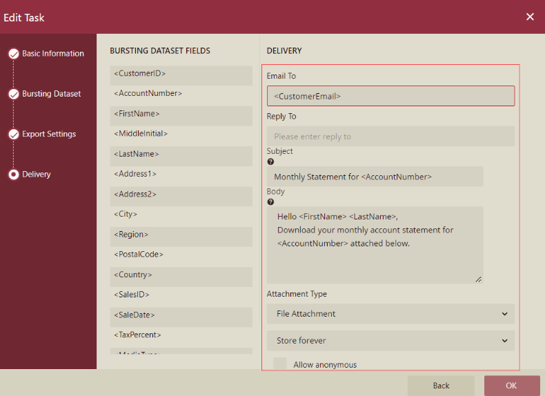 Report Bursting - Delivery Options
