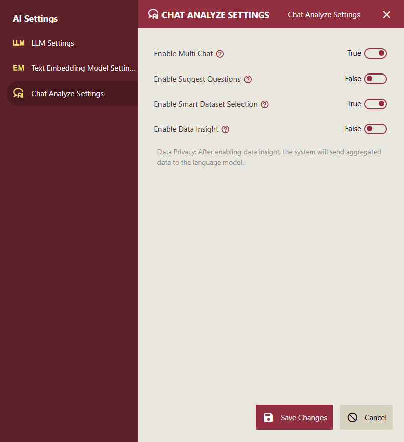 Chat Analyze Settings