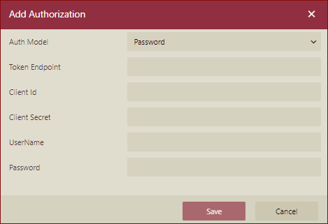 Add Auth dialog box for password