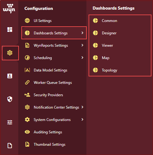 Dashboard Settings Options