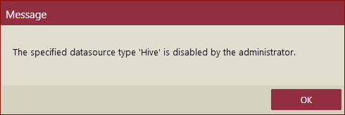 Datasoirce disabled error message