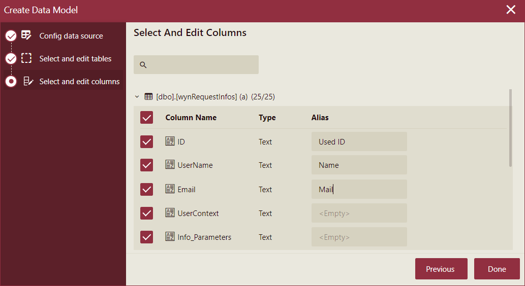 directQueryModel-sharedColumn