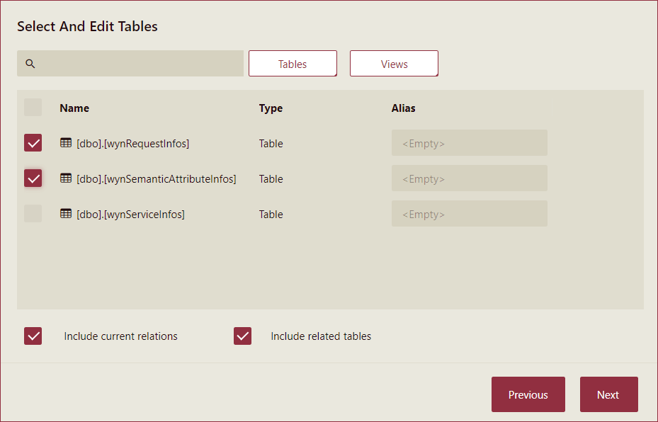 directQueryModel-sharedSelectTable