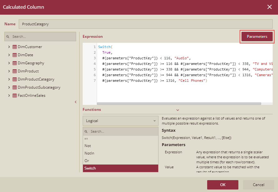 Add Parameters to WAX expression 