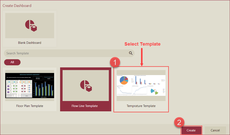 Select a dashboard template