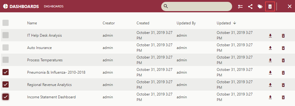 Select All Dashboards