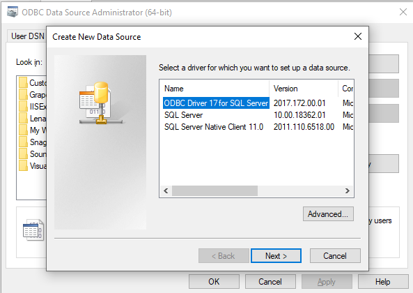 Create New Data Source Dialog