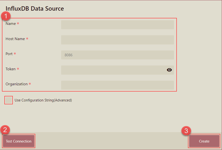 Connection configuration of InfluxDB