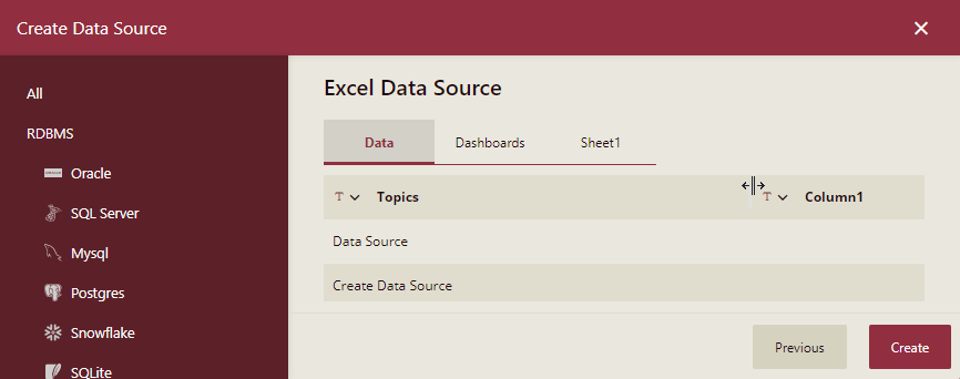 Adjust Column Width in Create Data Source Dialog