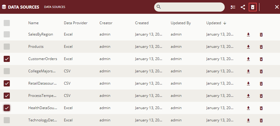 Delete Multiple Data Sources