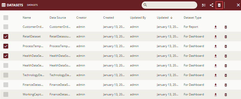 Delete Multiple Datasets