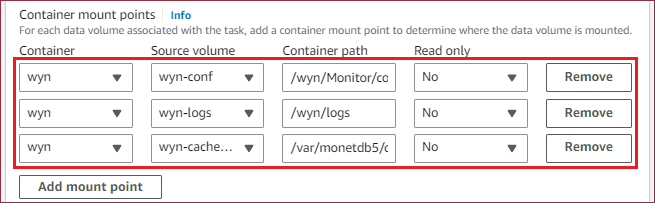 Create task definition - add mounts