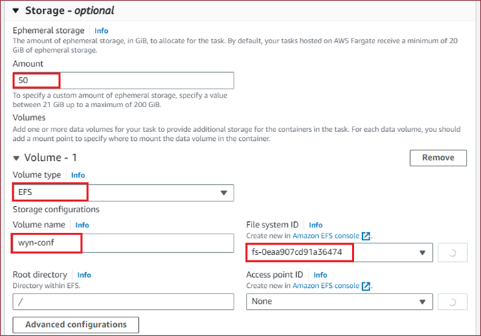 Create task definition - add volumes 1