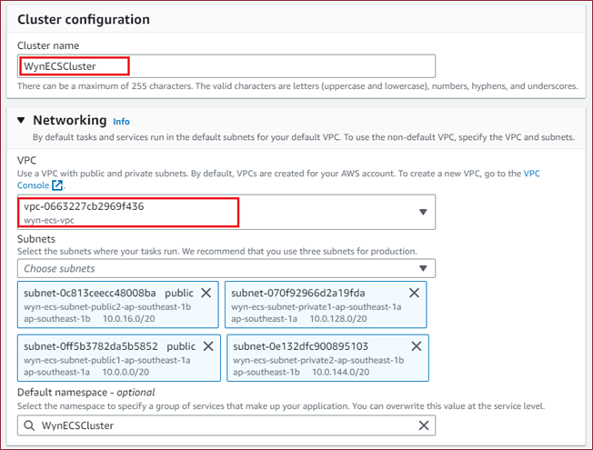 Create cluster - cluster configration