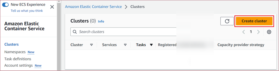 Create cluster - create cluster button