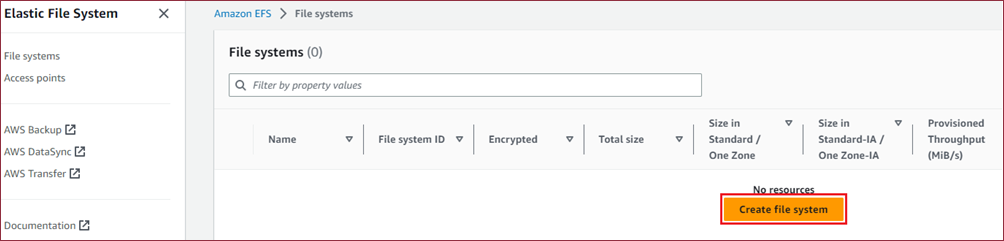 Create File System - click create file system button