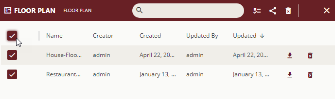 Delete multiple floor plans at the same time