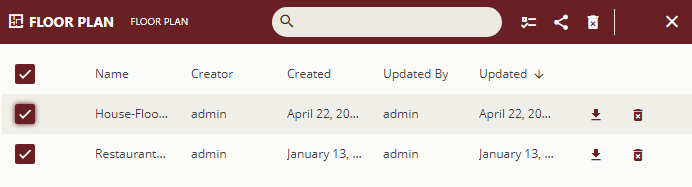 Delete multiple floor plans at the same time