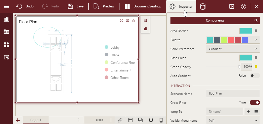 Inspector tab of the selected floor plan