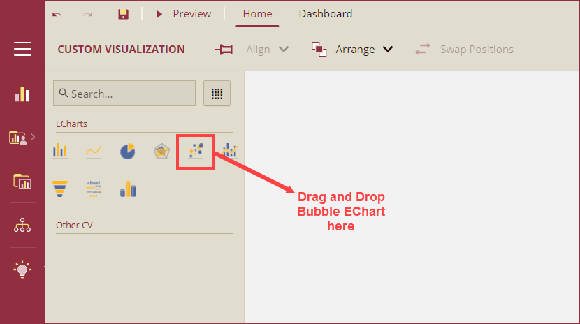 drag and drop bubble Echart