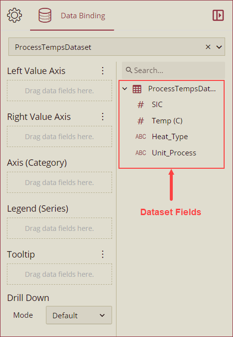 Drag and drop dataset fields