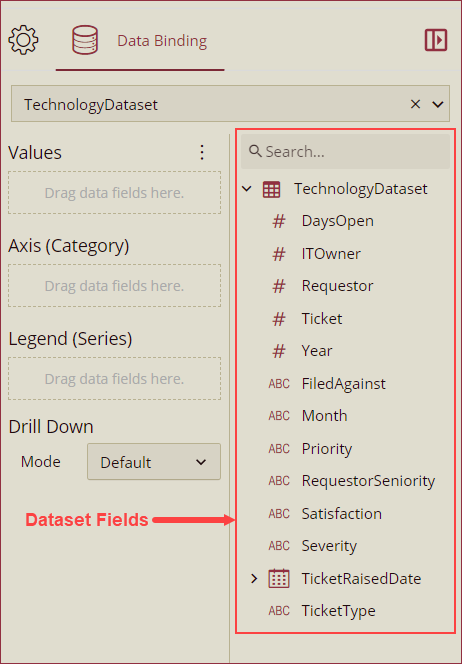 Drag and drop dataset fields