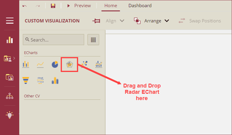 drag and drop radar echart