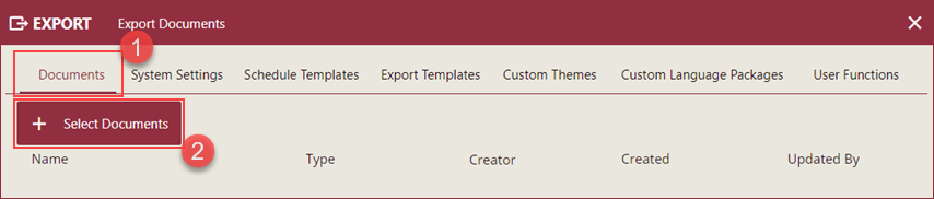 Select Documents to Export