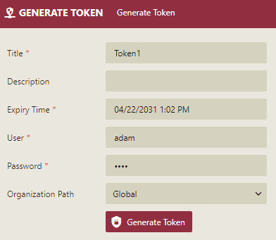 Generate Token Interface