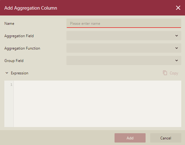 Add Aggregation Column Dialog Box