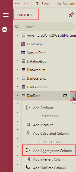 Select the Add Aggregation Column option