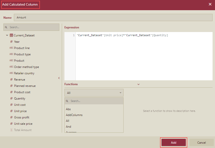 Add Calculated Column Expression 