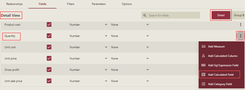 Add Calculated Field Option 